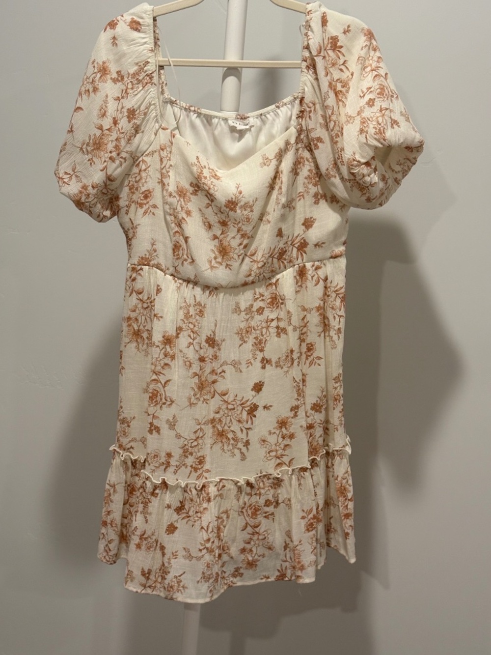 Vintage Blu Pepper White and Brown Floral Midi Dress Size Large